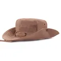 Détail du chapeau de soleil marron café avec boutons pression et évents d'aération - M(56-58cm) / Jaune Terre