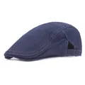 Classica coppola in denim blu scuro con cuciture vintage e cinturino regolabile - Regolabile / Blu scuro