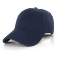 Casquette de baseball classique en coton bleu foncé avec visière courbée et design uni - Réglable / Bleu marine