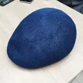 Dark blue breathable mesh knitted beret hat with a circular woven spiral texture - One Size (58) / Navy Blue