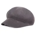 Men's retro breathable mesh newsboy cap in dark grey knit texture with short brim - M / Gray