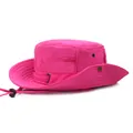 Chapeau de soleil extérieur pour hommes et femmes rose avec cordon coupe-vent et boutons-pression - M(56-58cm) / Rose rouge