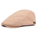 Klassische hellbeige Schiebermütze für Herren mit gewebter Textur und Seitendetail - Verstellbar / Khaki
