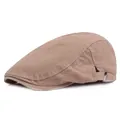 Béret classique en coton kaki avec texture sergée et boucle métallique ajustable - Réglable / Kaki