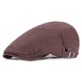 Détail du tissu à chevrons marron foncé et boucle métallique réglable sur une casquette - Réglable / Café