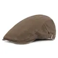 Casquette plate classique en sergé de coton marron foncé avec boucle ajustable - Réglable / Vert Militaire