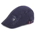 Classic navy blue cotton beret with KIU.SAN embroidery and adjustable metal buckle - Adjustable / Navy Blue