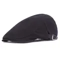 Casquette plate classique noire pour homme avec une boucle de réglage en métal argenté - Réglable / Noir