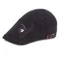 Klassische schwarze Baumwoll-Schirmmütze mit Bestickung und seitlichem Schild-Patch - Verstellbar / Schwarz