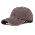 Casquette de baseball classique en coton délavé marron foncé avec visière incurvée - Café