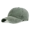 Casquette de baseball classique en coton lavé vert militaire avec design à six panneaux - Vert Gris