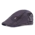 Coppola grigio scuro in cotone con borchia teschio e ricami in stile vintage - Regolabile / Grigio
