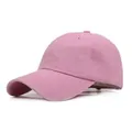 Casquette de baseball en coton rose classique pour hommes et femmes avec visière incurvée - Rose