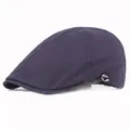 Dunkelblaue Schiebermütze für Herren mit Metallschnalle und feiner Canvas-Struktur - M (56-58cm) / Marineblau