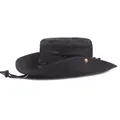 Outdoor black tactical sun hat with wide brim, breathable mesh, and adjustable chin strap - 55-59cm / Black
