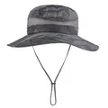 Outdoor sun hat featuring grey camouflage pattern and breathable mesh side panels - One Size 58cm / Grey Black