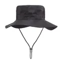 Chapeau de soleil noir à bord large avec cordon réglable pour la pêche et la randonnée - Taille Unique 58cm / Noir