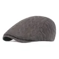 Classic dark coffee knit ivy cap for men with detailed cable pattern texture - Gray