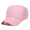 Light pink breathable mesh baseball cap for summer sun protection with cotton fabric - Pink