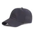 Quick-dry black mesh baseball cap for men and women, breathable outdoor sun protection hat - Navy Blue