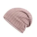 Gorro de punto a rayas marrón y blanco, gorro de algodón suave y ligero para mujer - Talla única / Caqui