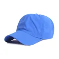 Royal blue quick-dry baseball cap with laser-cut ventilation holes and curved brim - Blue