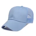 Light blue breathable mesh trucker hat for outdoor sun protection with curved brim - Light Blue