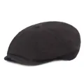 Classic black cotton newsboy cap with vintage eight-panel design and short brim - Black