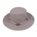 Outdoor wide brim sun hat in grey with mountain embroidery and adjustable chin strap - One Size / Light Gray