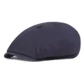 Classic eight-panel navy blue cotton newsboy cap with premium twill fabric texture - Navy Blue