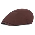 Classic dark brown cotton newsboy cap with multi-panel stitching and flat peak design - Coffee