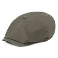 Men's cotton newsboy cap in olive green twill with vintage eight-panel construction - Army Green