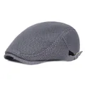Béret en maille respirante gris foncé pour hommes et femmes avec boucle en métal - Réglable / Gris foncé