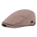 Classic tan flat cap for men and women with adjustable vintage metal side buckle - Adjustable / Khaki