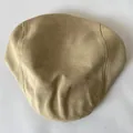 Classic khaki wool newsboy cap featuring a stitched panel design and vintage casual style - Plain / Off White