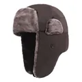 Winter trapper hat in dark brown with thick faux fur ear flaps and adjustable side buttons - One Size / Coffee