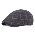 Gorra plana clásica de cuadros gris oscuro para hombre en lana cálida estilo británico - Talla única / gris oscuro