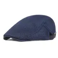 Béret en maille respirante bleu marine pour hommes avec boucle métallique réglable - Réglable / Bleu marine