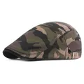 Klassieke camouflage katoenen platte pet voor heren en dames met verstelbare metalen gesp - Verstelbaar / Khaki