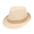 Chapeau de paille beige pour hommes avec ruban tressé marron pour l'été - Taille Unique 58cm / Beige avec Bande Khaki