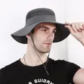 Dark grey quick-dry outdoor bucket hat with breathable mesh and adjustable chin strap - One Size / Dark Gray