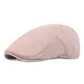 Classic light pink cotton linen beret hat for sun protection with breathable woven texture - Adjustable / Light Gray