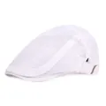 Detail of white mesh fabric texture and metal adjustment buckle on summer beret hat - Adjustable / White