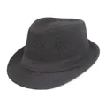 Klassischer schwarzer Fedora-Hut aus Wolle mit Tropfenkrone und Dekoband - Einheitsgröße / Schwarz