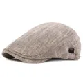 Classic herringbone flat cap in brown tweed with metal side buckle adjustment detail - Adjustable / Coffee