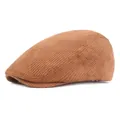 Klassieke bruine corduroy platte pet voor heren met vintage ivy stijl textuur - Verstelbaar / Khaki
