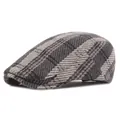 Classic dark grey and brown plaid cashmere cotton newsboy hat for women - Adjustable / Gray