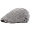 Classic black and white herringbone newsboy cap with metal adjustable side buckle - Adjustable / Grey Black
