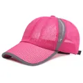 Rose pink breathable mesh baseball cap with reflective grey trim and sports lettering - Adjustable / Rose Red
