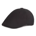 Vue détaillée de la casquette plate noire en laine montrant la texture et le rebord chic - M(56-58cm) / Noir